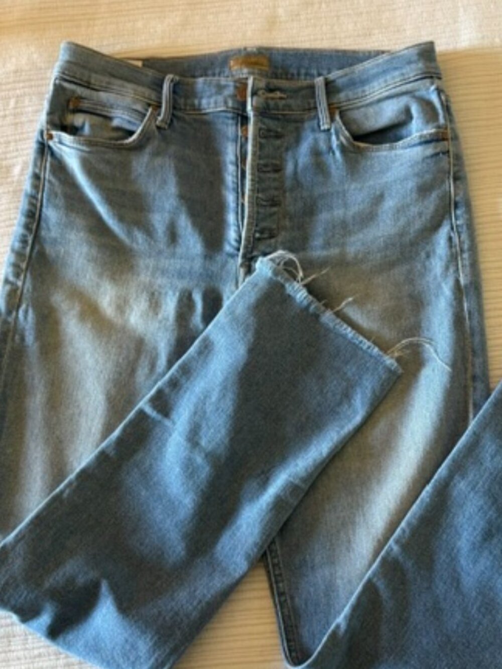 Mother jeans button fly straight leg fray size 30
